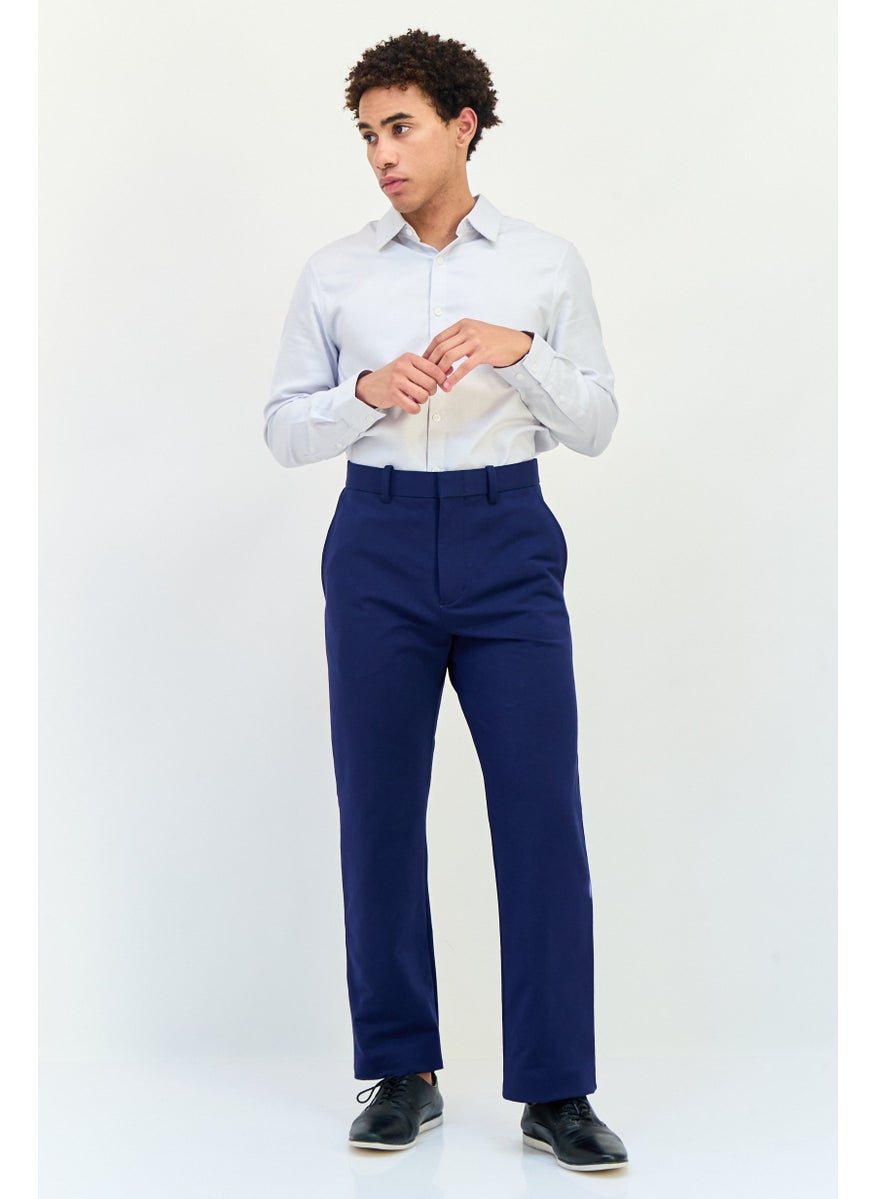 ESPRIT Men Regular Fit Solid Straight Pants, Navy  - Image 3