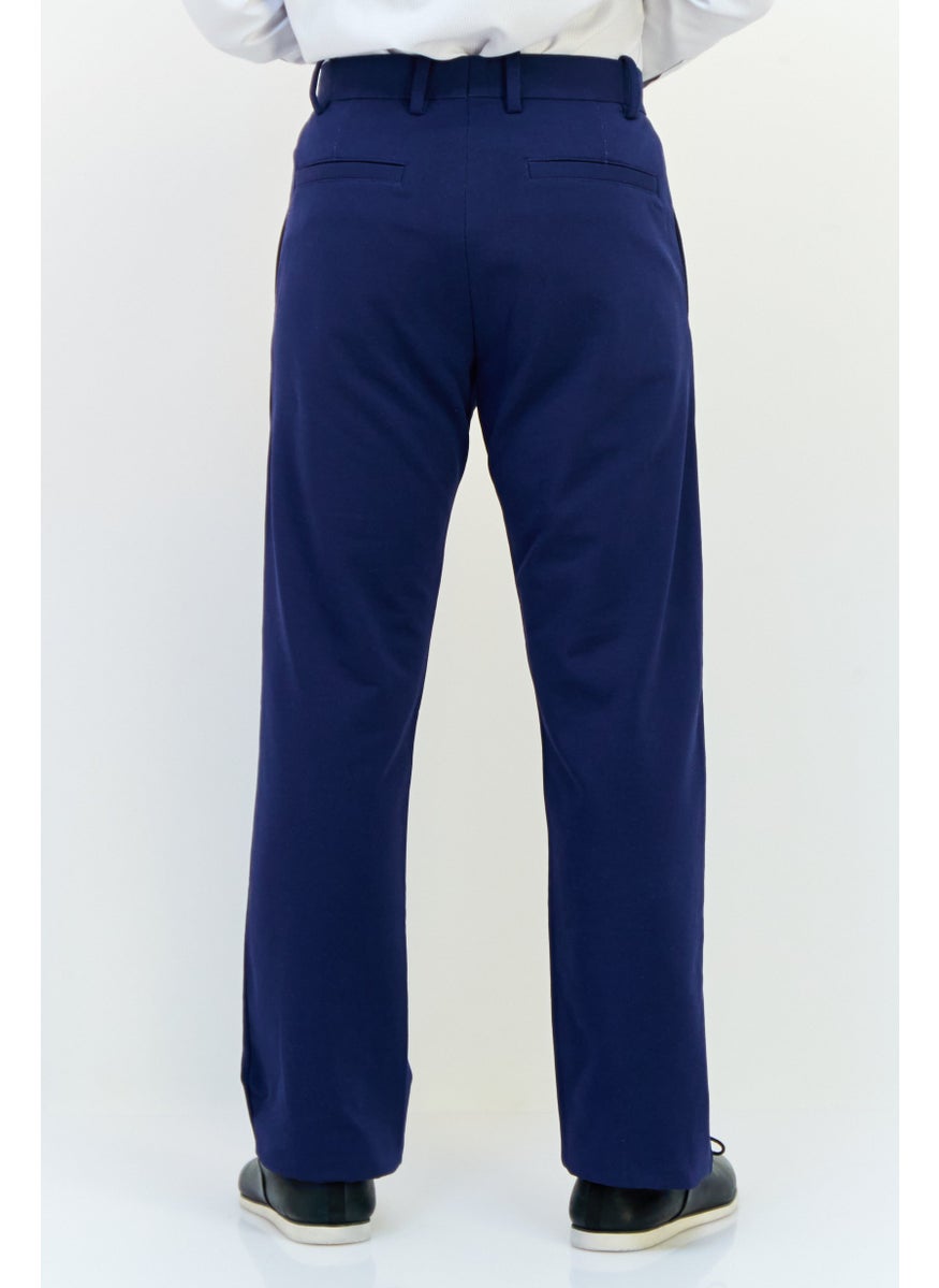 ESPRIT Men Regular Fit Solid Straight Pants, Navy  - Image 2