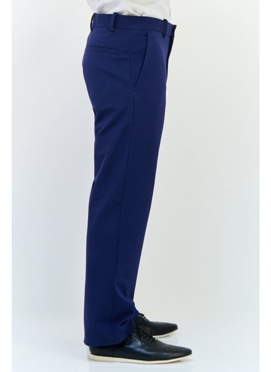 ESPRIT Men Regular Fit Solid Straight Pants, Navy  - Image 4
