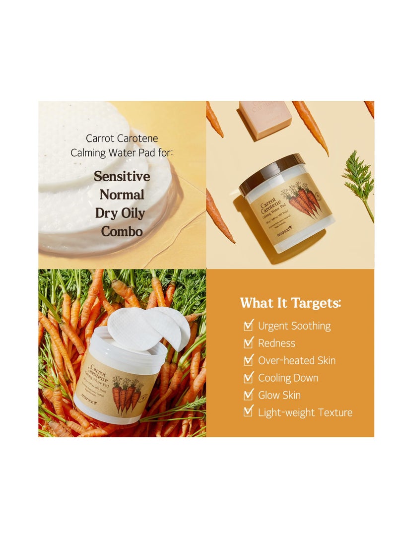 Skinfood - SKINFOOD Carrot Carotene Calming Water Pad 250g (8.81 oz.) 60 Sheets- Redness Relief Soothing Facial Toner Pads for Sensitive Skin - Image 1