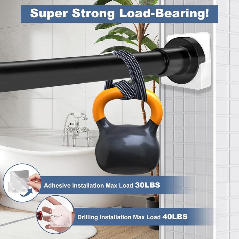 YNL 2 Pack Adhesive Shower Rod Holders, Transparent Rod Retainer | Never Fall Down Shower Tension Rod Holders for Wall(Rod Not Included) - Image 3