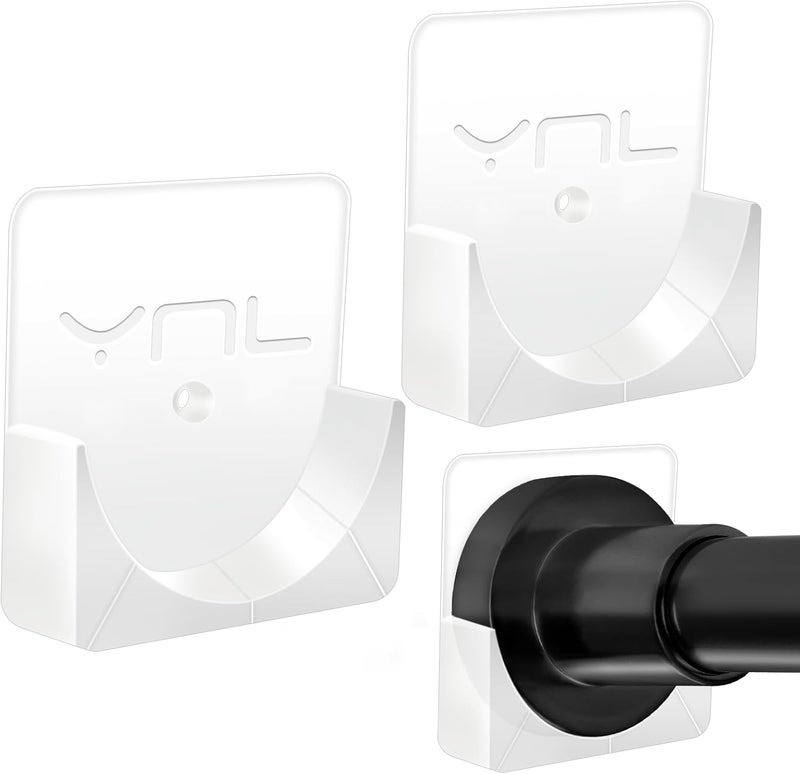 YNL 2 Pack Adhesive Shower Rod Holders, Transparent Rod Retainer | Never Fall Down Shower Tension Rod Holders for Wall(Rod Not Included) - Image 1