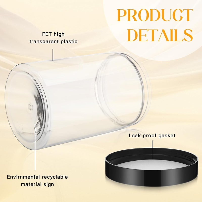 Patelai 4 Pieces Round Wide-mouth Leak Proof Plastic Container Jars with Lids for Travel Storage Makeup Beauty Products Face Creams Oils Salves Ointments DIY Making(27 Ounce,Black) - Image 3