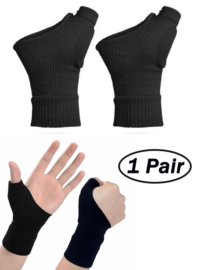 Generic 1 Pair Gel Thumb Wrist Support Brace Nylon Breathable Compression Arthritis Gloves Wrist Brace Compression Sleeves for Thumb Arthritis Carpal Tunnel Tenosynovitis (Black)  - Image 1