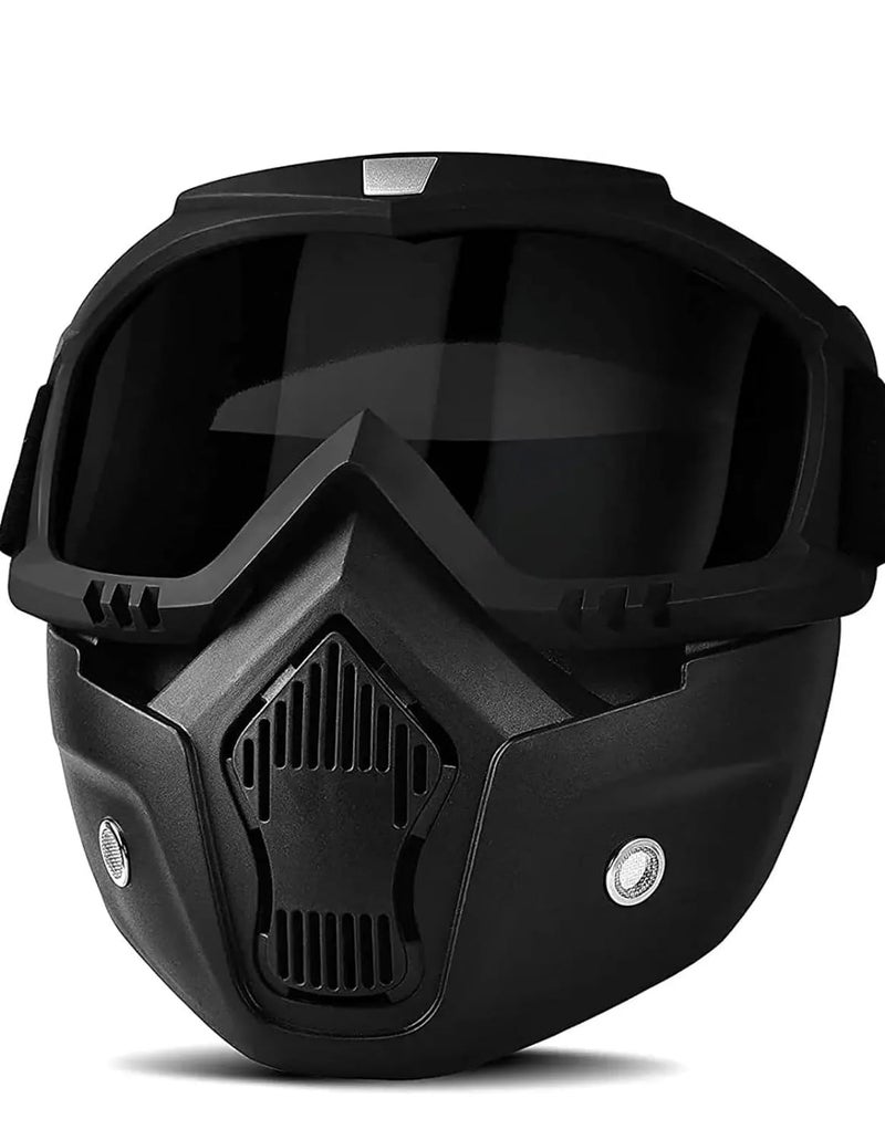 Sounce Anti Scratch Goggle Bike Mask, UV Protective Open Face & Eyewear Windproof Dirt Shield Adjustable Strap Soft Foam Padded Detachable for Cycling Bike Off Road Racing Riding Unisex - Black - Image 1