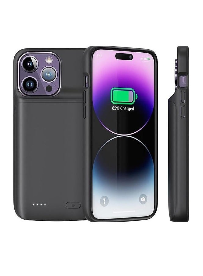 Ntech حافظة بطارية NTECH لهاتف iPhone 15 Pro Max 2024 الأحدث، حافظة شحن محمولة واقية بسعة 7000 مللي أمبير في الساعة متوافقة مع iPhone 15 Pro Max مقاس 6.7 بوصة، حافظة شاحن بطارية ممتدة قابلة لإعادة الشحن باللون الأسود - Image 2