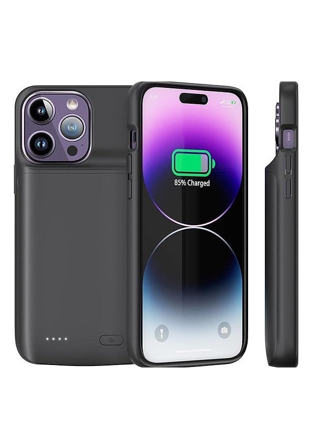 Ntech حافظة بطارية NTECH لهاتف iPhone 15 Pro Max 2024 الأحدث، حافظة شحن محمولة واقية بسعة 7000 مللي أمبير في الساعة متوافقة مع iPhone 15 Pro Max مقاس 6.7 بوصة، حافظة شاحن بطارية ممتدة قابلة لإعادة الشحن باللون الأسود - Image 1