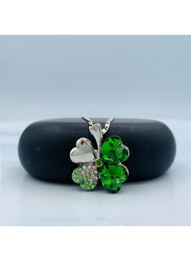 Mall of Style Four Leaf Clover Necklace - Green St.Patrick's Day Jewelry (Silver Necklace) - Image 4
