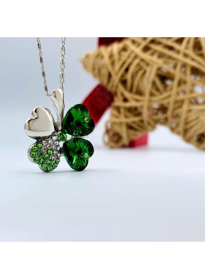Mall of Style Four Leaf Clover Necklace - Green St.Patrick's Day Jewelry (Silver Necklace) - Image 5
