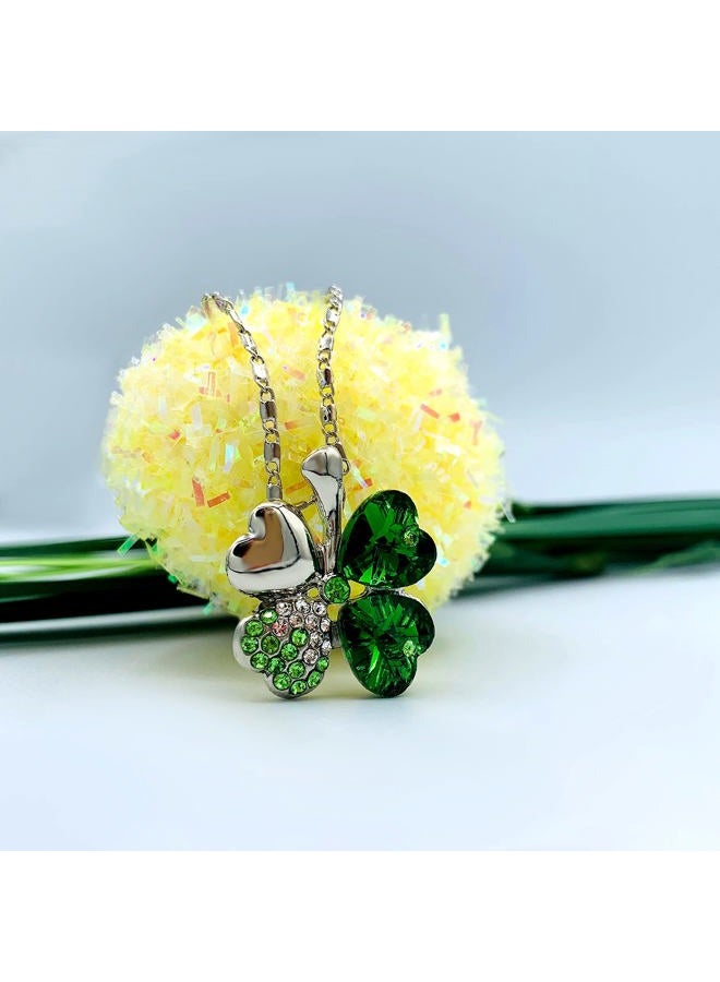 Mall of Style Four Leaf Clover Necklace - Green St.Patrick's Day Jewelry (Silver Necklace) - Image 3