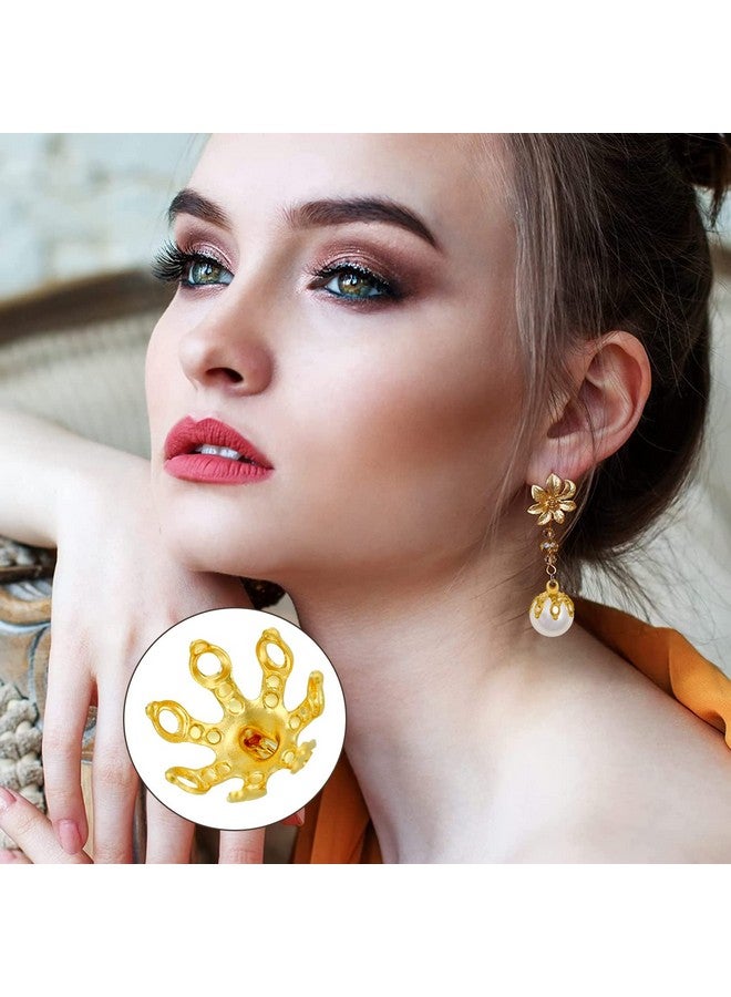 UHOMENY 120 PCS Flower Bead Caps, UHOMENY Flower Bead End Caps Toppers for Jewelry Findings 7 Prong Brass Bell Bead Ornament Caps Flower Metal Spacer Beads for Earrings Bracelets Necklaces (Golden) - Image 5