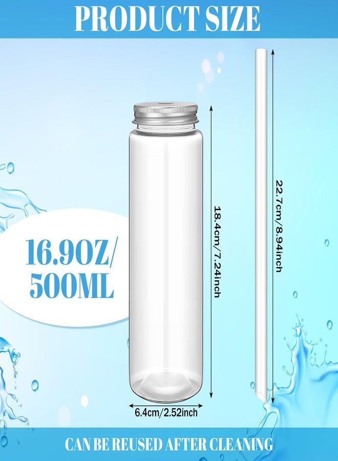 Willinglong 12 Pack 17oz Plastic Juice Bottles - Reusable Drinking Jars with Straw and Lids for Drinking, Juicing, Smoothies, Beverage, Kombucha, Tea - Image 2