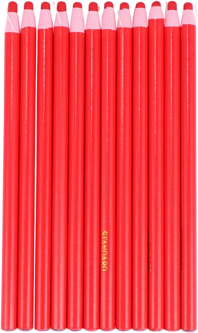 woobles Grease Marking Pencil Peel- Off China Markers Set Tailors Chalk Pencil Crayon Sewing Embroidery Pen Invisable Leather Fabric Marker for Sewing Quilting Stitching Red Peel- Off Grease Pencil Red - Image 1