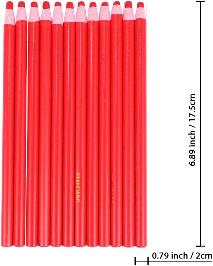 woobles Grease Marking Pencil Peel- Off China Markers Set Tailors Chalk Pencil Crayon Sewing Embroidery Pen Invisable Leather Fabric Marker for Sewing Quilting Stitching Red Peel- Off Grease Pencil Red - Image 2