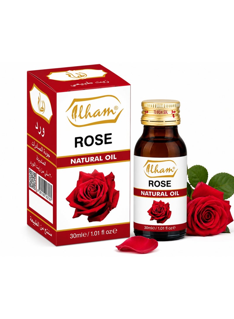 Ilham Rose Natural Oil - 100% Pure Multi-Purpose Skin & Hair Care Oil, 30ml - Image 1