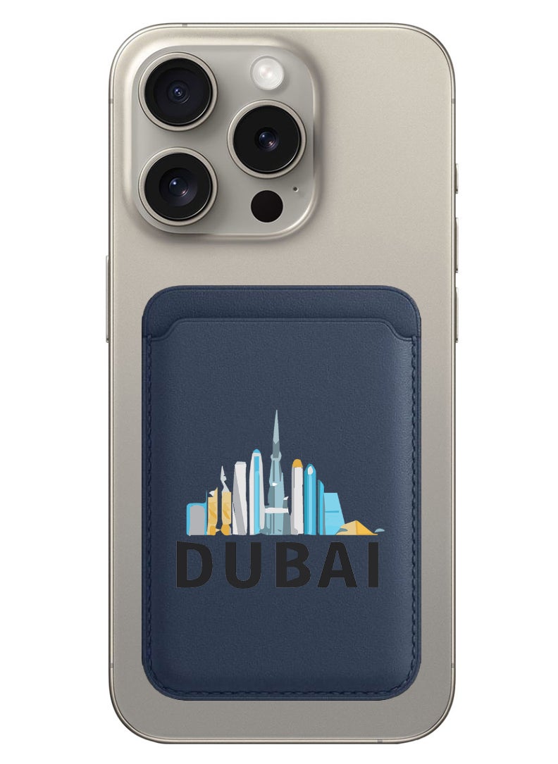 Theodor - Magnetic Wallet, Compatible with MagSafe Wallet, for iPhone Wallet, for iPhone 16/15/14/13/12 Series, Not for iPhone 13/12 mini, 3 Card Holder, Vegan Leather, Navy - Dubai Black - Image 1