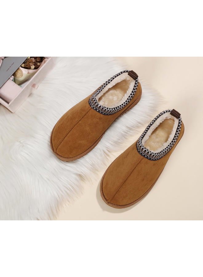 SMajong Women's Fuzzy Slippers Cozy Memory Foam House Slippers Winter Mules Anti-Skid Sole House Shoes Indoor and Outdoor, Brown, 11 - Image 2