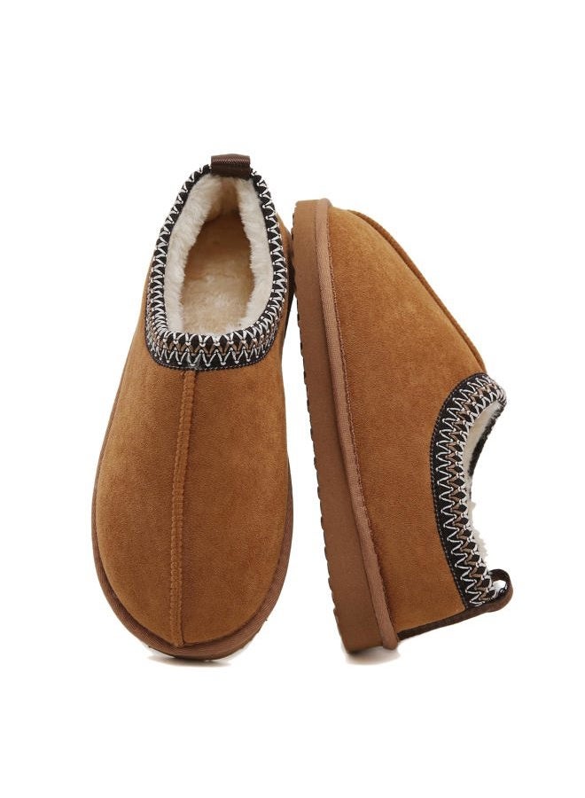 SMajong Women's Fuzzy Slippers Cozy Memory Foam House Slippers Winter Mules Anti-Skid Sole House Shoes Indoor and Outdoor, Brown, 11 - Image 1