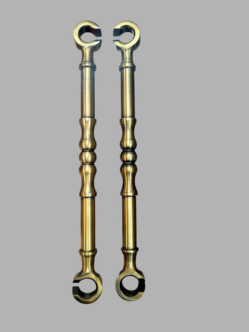 Nooks Decorative Brass Finish Antique Swing Saliya Rod Chain Set Traditional Damru Design 20mm Thickness and 12Inch Lenght 2 Pieces Set for All Kind of Swing Hanging for Home and Garden - Image 1