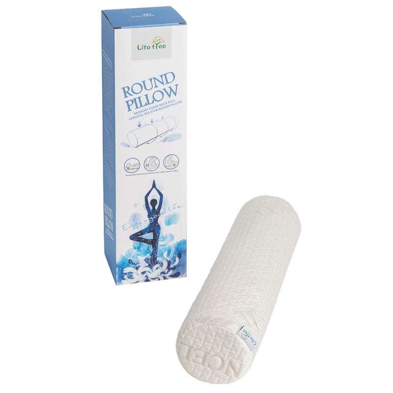 LitoTree Support Neck Roll Pillow Cervical Bolster with Comfort Memory Foam Support for Spine Neck Back Lumbar Removable Washable Soft Cover 18 x 45 inch for Stress Pain Relief
