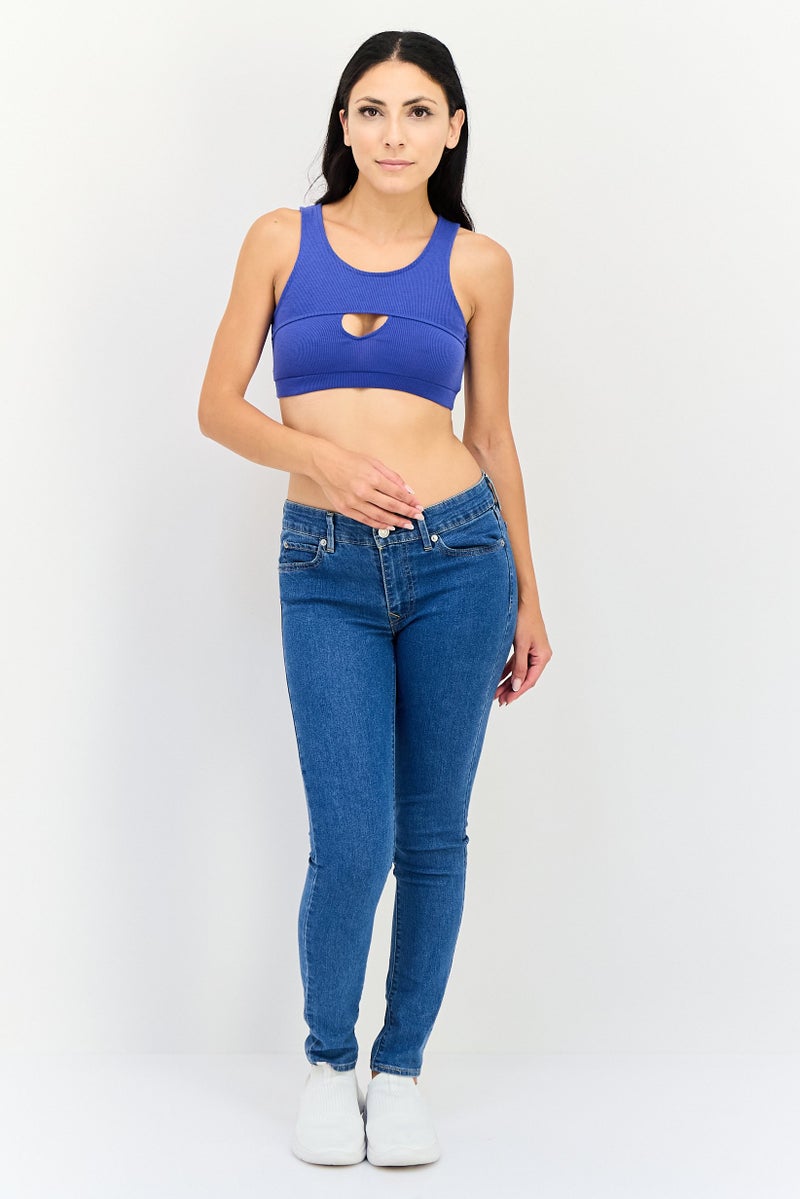 Sinsay Women Round Neck Sleeveless Ribbed Tank Top, Blue - Image 4
