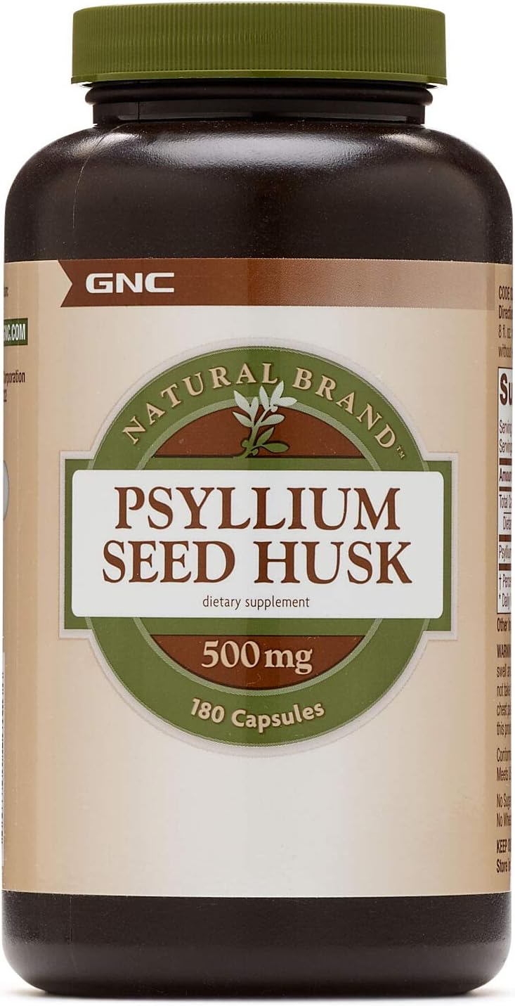 GNC Natural Brand Psyllium Seed Husk 500mg 180 Capsules Supports Digestive Health - Image 1