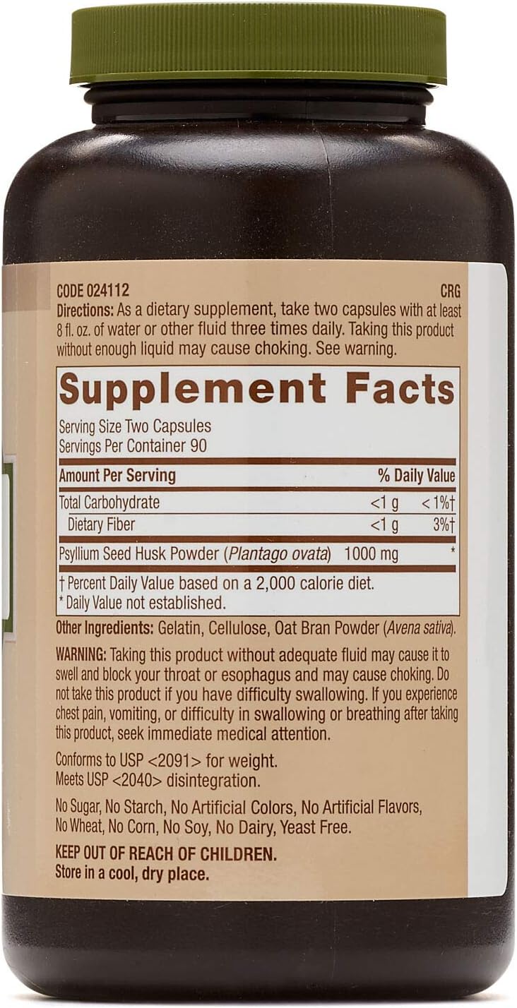 GNC Natural Brand Psyllium Seed Husk 500mg 180 Capsules Supports Digestive Health - Image 2