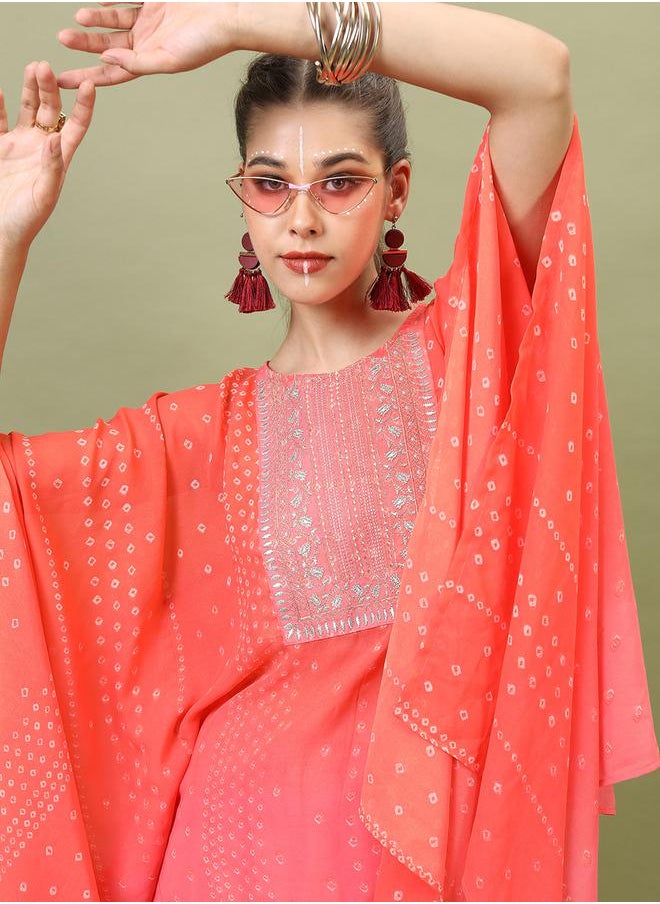 Vishudh Orange Embroidered Kurta Set with Dhoti Pants by Styli  - Image 2