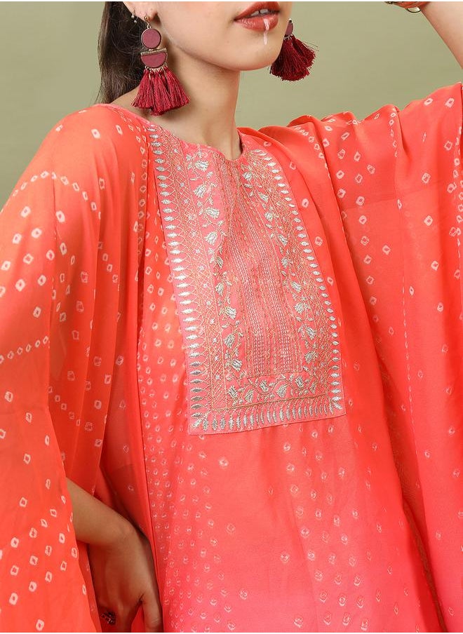 Vishudh Orange Embroidered Kurta Set with Dhoti Pants by Styli  - Image 4