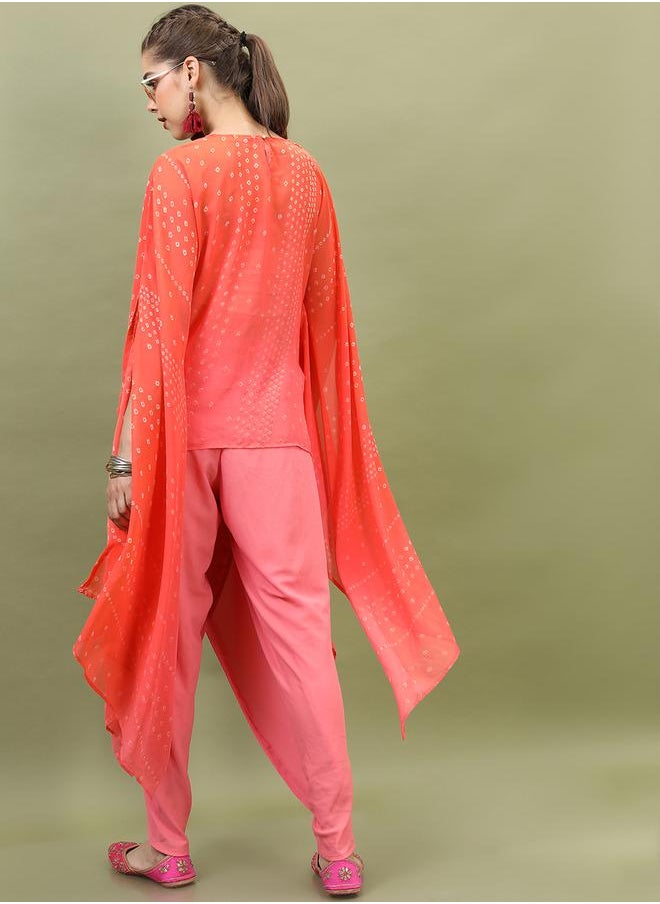 Vishudh Orange Embroidered Kurta Set with Dhoti Pants by Styli  - Image 3