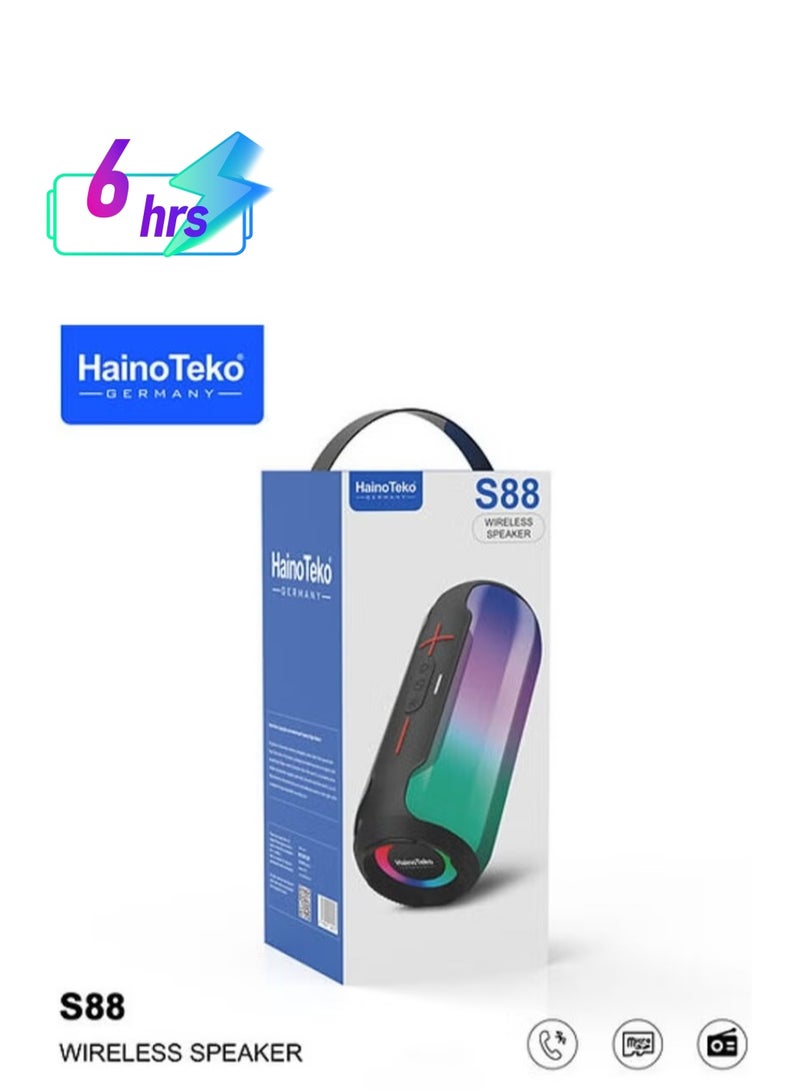 Haino Teko S88 Wireless Bluetooth Speaker with LED Light – High-Quality Sound, Button Control, Portable Design for Parties and Outdoor Events – Black - Image 1