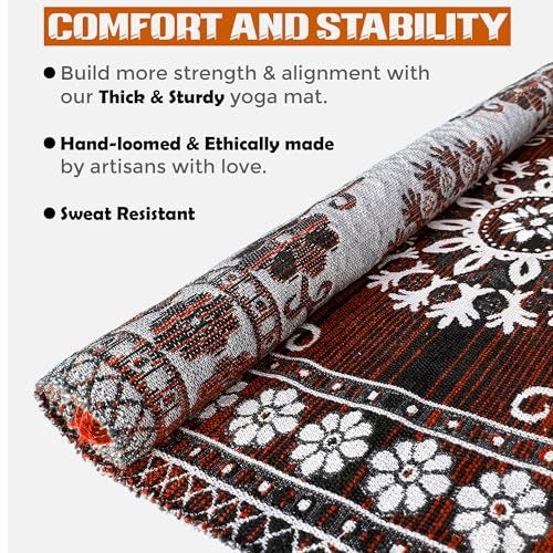 Pure Source India Cotton Yoga Mat for Women and Men, 2X6 feet, 3mm thick, Light Weight, Machine Washable, Home Exercise (Pink) - Image 5