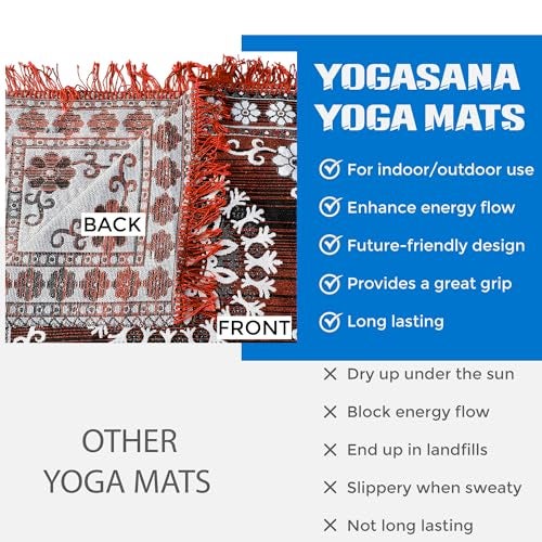 Pure Source India Cotton Yoga Mat for Women and Men, 2X6 feet, 3mm thick, Light Weight, Machine Washable, Home Exercise (Pink) - Image 2