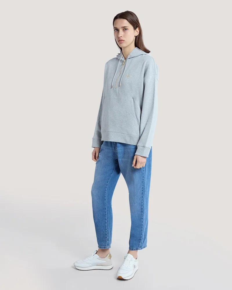 GANT  Gant Embroidered Anchor Half-Zip Hoodie for Women | Best Price UAE