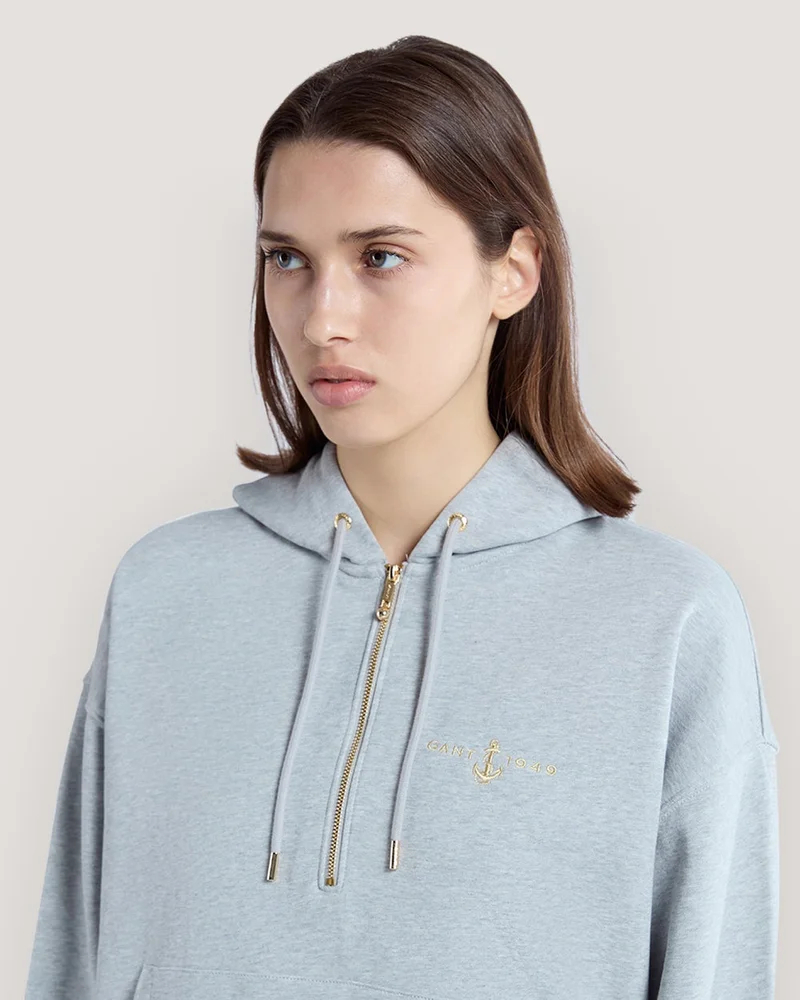 GANT  Gant Embroidered Anchor Half-Zip Hoodie for Women | Best Price UAE