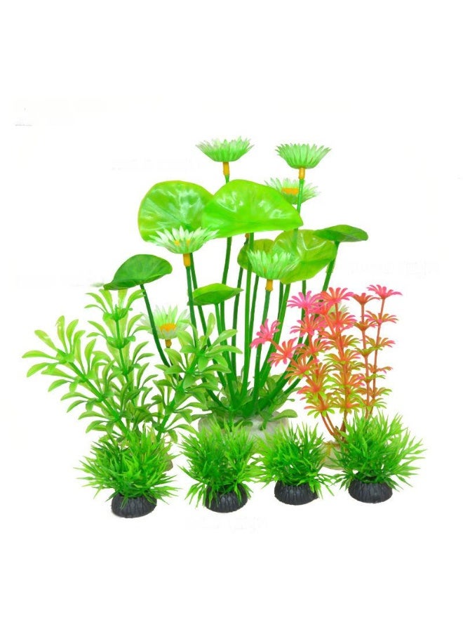 Artificial Aquarium Plants Decor, Fish Tank Artificial Plastic Plants, Emulational Plants for Home Office Fish Tank Aquarium Decorations Combo Set 13