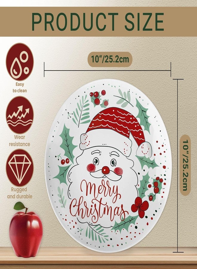 Viynran 10" Christmas Melamine Dinner Plate – Reusable, Shatter-Proof, Dishwasher Safe, Cute Santa Claus Cartoon Design – Ideal for Holiday & New Year Parties (2 Pieces) - Image 2