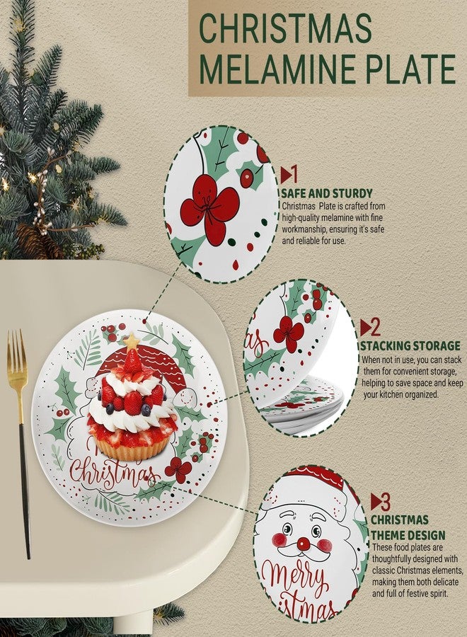 Viynran 10" Christmas Melamine Dinner Plate – Reusable, Shatter-Proof, Dishwasher Safe, Cute Santa Claus Cartoon Design – Ideal for Holiday & New Year Parties (2 Pieces) - Image 3