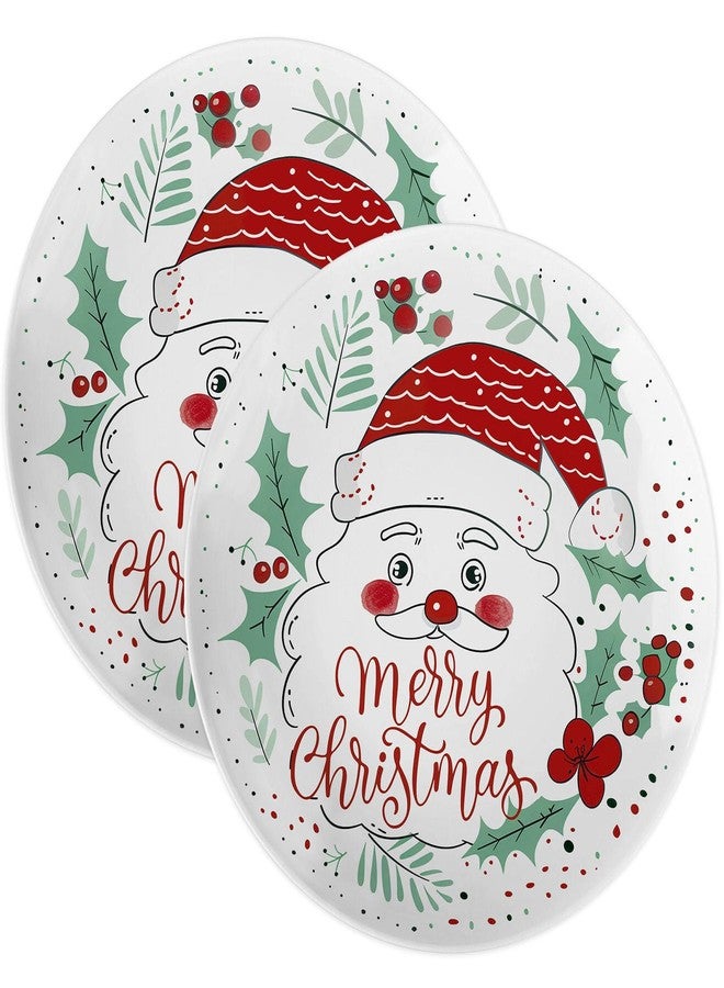 Viynran 10" Christmas Melamine Dinner Plate – Reusable, Shatter-Proof, Dishwasher Safe, Cute Santa Claus Cartoon Design – Ideal for Holiday & New Year Parties (2 Pieces) - Image 1