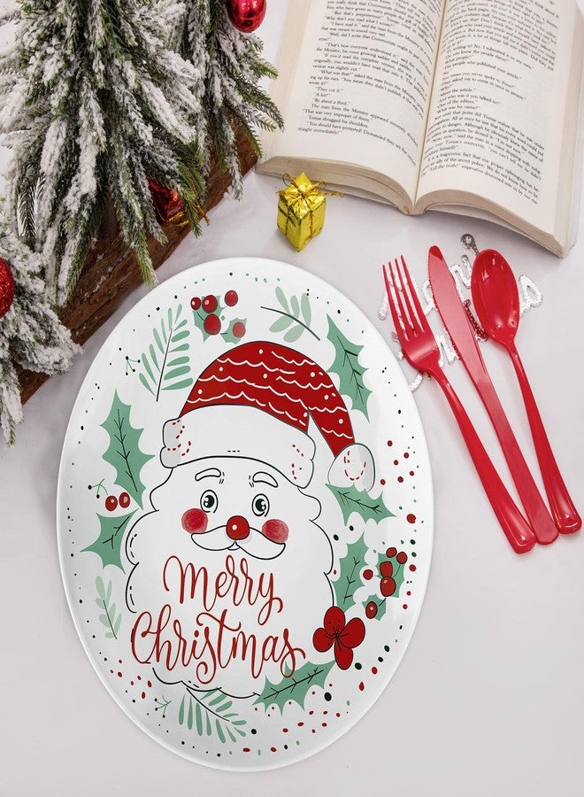 Viynran 10" Christmas Melamine Dinner Plate – Reusable, Shatter-Proof, Dishwasher Safe, Cute Santa Claus Cartoon Design – Ideal for Holiday & New Year Parties (2 Pieces) - Image 4
