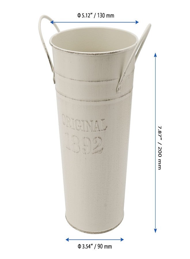 MANCHAP 4 Pack 8 Inch Vintage Flower Buckets, Small Rustic Galvanized Metal Vase with Handles for Home Decor, Wedding Party - Image 2