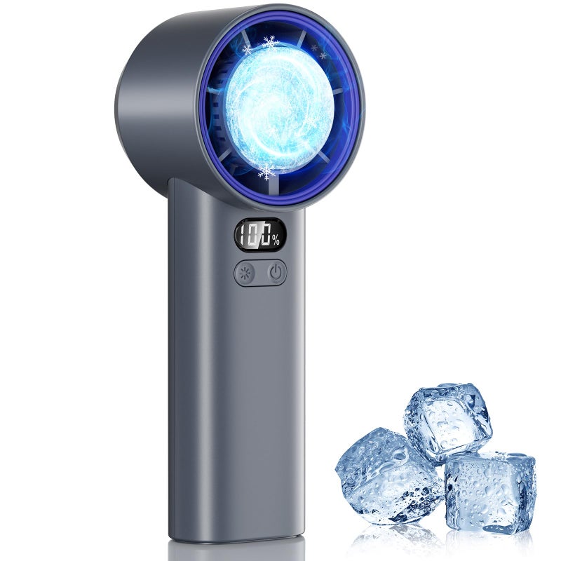 HandFan 5200mAh High Speed Handheld Turbo Fan 13000 RPM Powerful Cooling Ice Fan Portable Mini Fans Rechargeable 100 Speeds Adjustable for Summer Beach Travel Concerts Gifts for WomenGray - Image 2