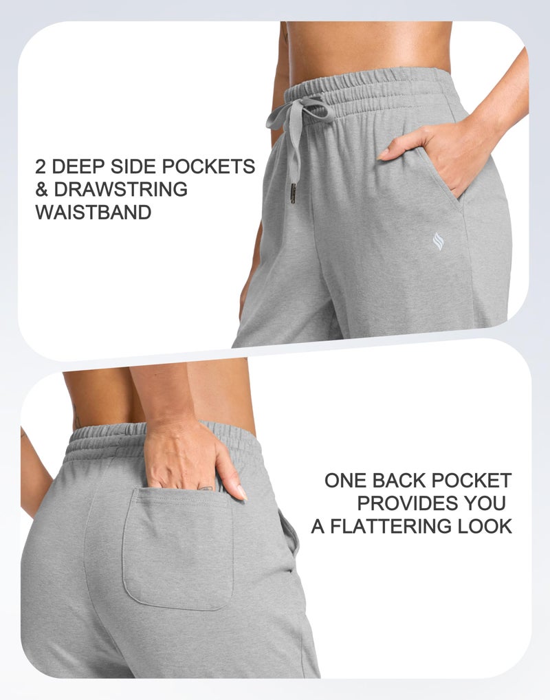 SANTINY 31"/33"/35" Women's Tall Cotton Sweatspants Yoga Lounge Casual Pants Open Bottom Sweat Pants for Women with Pocketsï¼ˆLight_Grey_L33_Mï¼‰ - Image 4