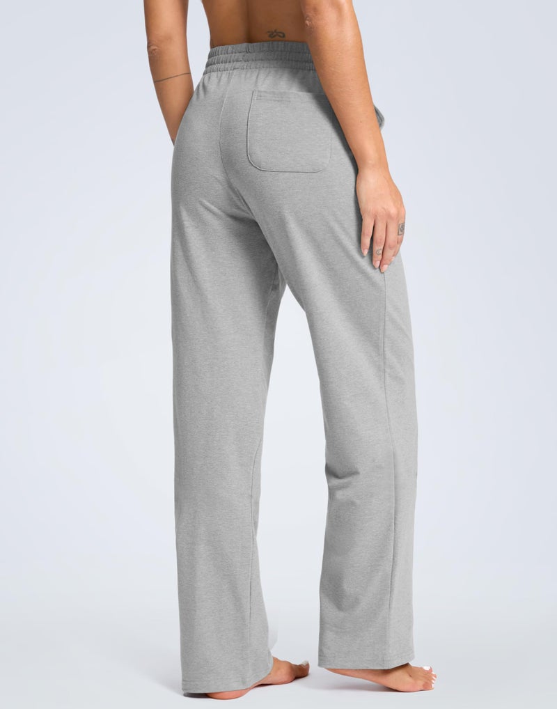 SANTINY 31"/33"/35" Women's Tall Cotton Sweatspants Yoga Lounge Casual Pants Open Bottom Sweat Pants for Women with Pocketsï¼ˆLight_Grey_L33_Mï¼‰ - Image 3