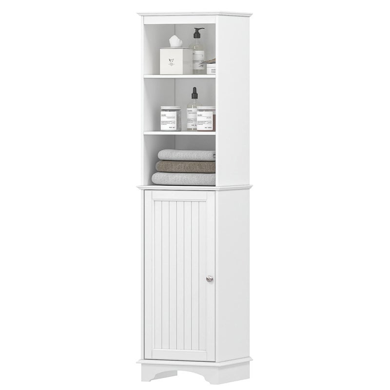 Spirich Spirich Home Freestanding Storage Cabinet with Three Tier Shelves Tall Slim Cabinet Free Standing Linen Tower White 