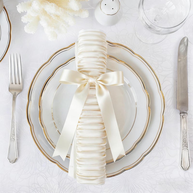 Meseey 30 Pcs Ivory Satin Bows 6 X 10 Inch Premade Bows with Twist Tie for Wedding Florist Decor, Cake Pops,Christmas Tree & Gift Wrapping(Ivory) - Image 2