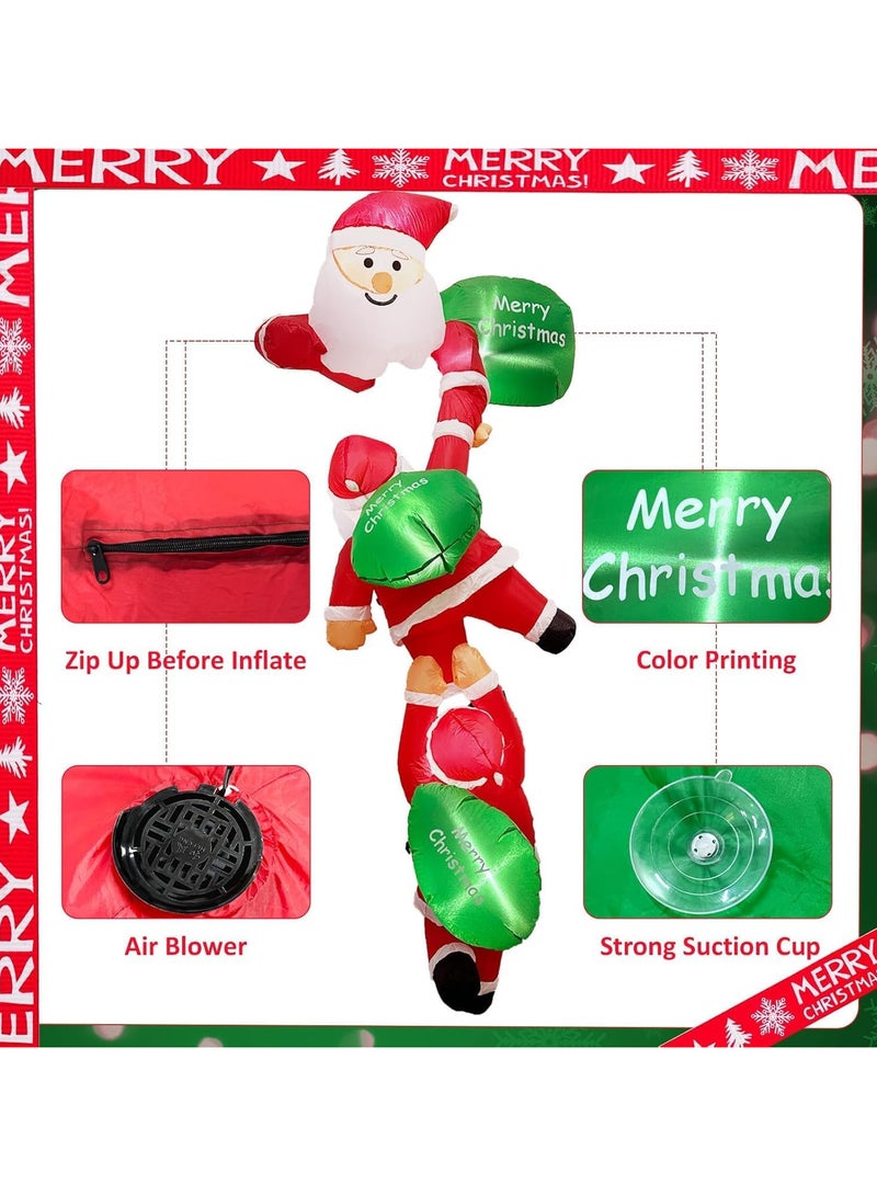 AUTOYSUR زينة سانتا كلوز القابلة للنفخ المعلقة بطول 8 أقدام لعيد الميلاد، زينة سانتا كلوز القابلة للنفخ للخارج مع مصابيح LED مدمجة للسقف والنوافذ والجدران الداخلية والخارجية (ب) - Image 4