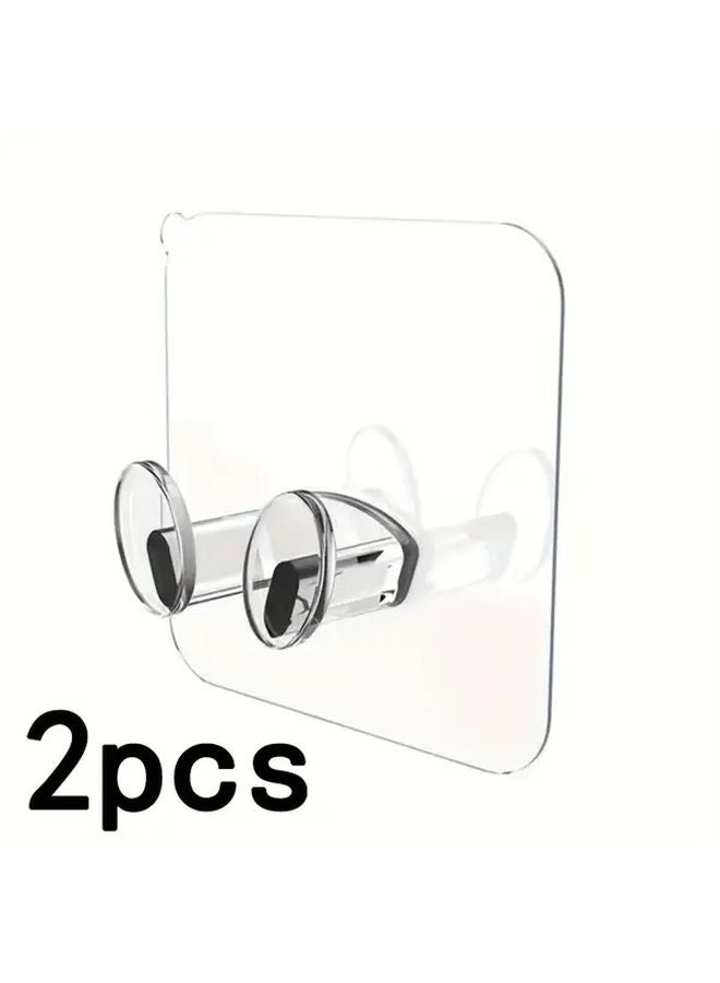 2pcs Heavy Duty Adhesive Wall Hooks No Drill Damage Free Removal Cable Management - Image 1