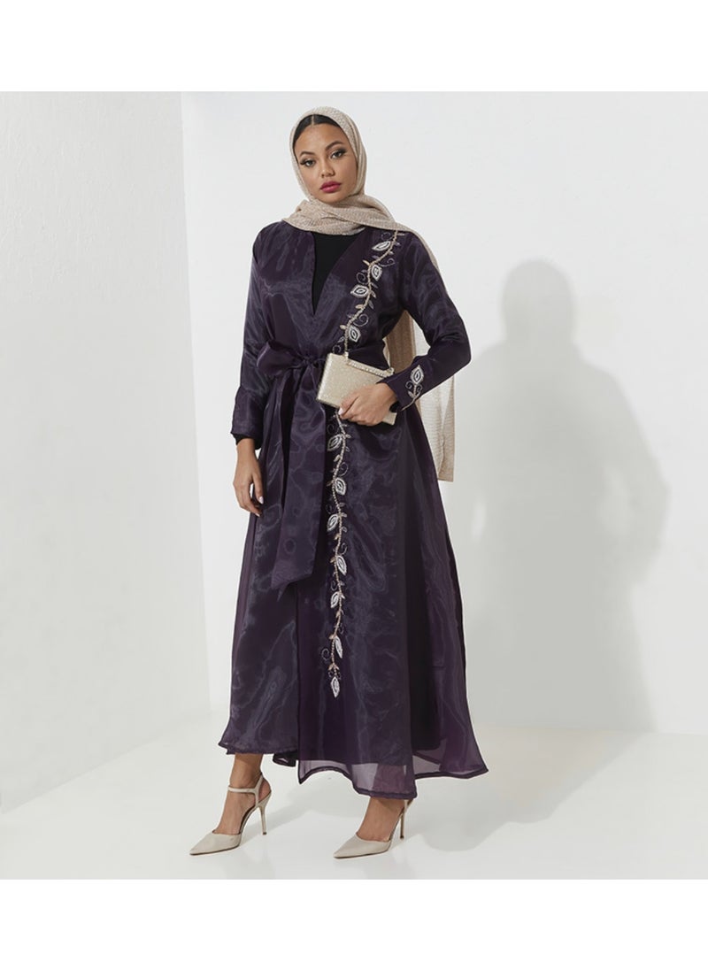 Rosette Abaya Elegant Organza with Floral Embroidery design  - Image 1