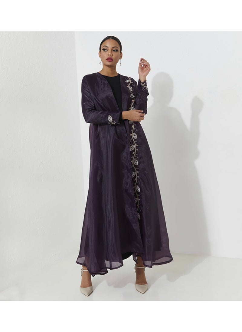 Rosette Abaya Elegant Organza with Floral Embroidery design  - Image 3